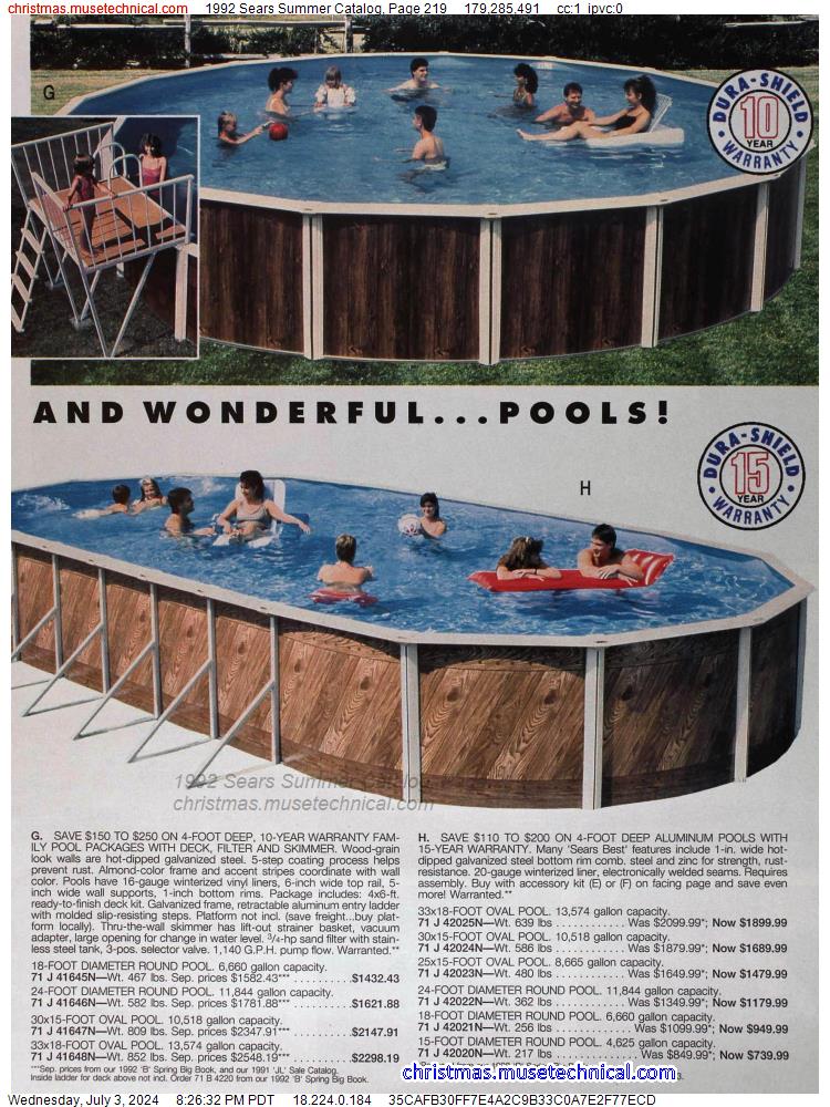 1992 Sears Summer Catalog, Page 219