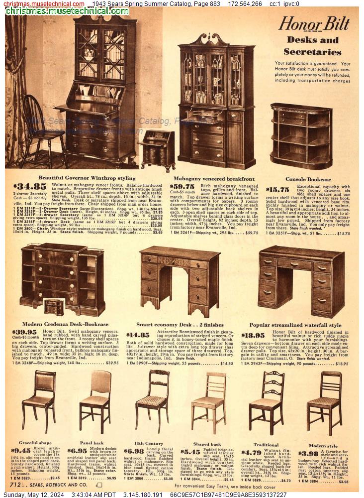 1943 Sears Spring Summer Catalog, Page 883