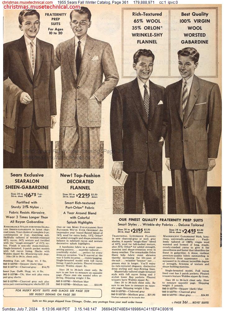 1955 Sears Fall Winter Catalog, Page 361