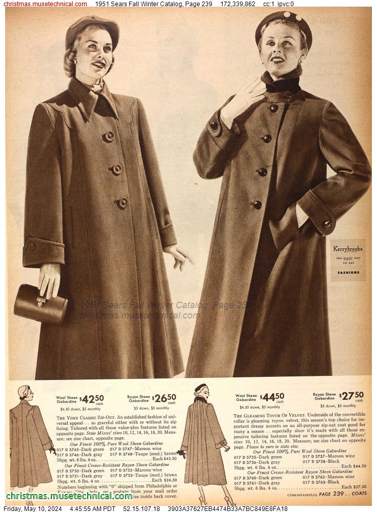 1951 Sears Fall Winter Catalog, Page 239