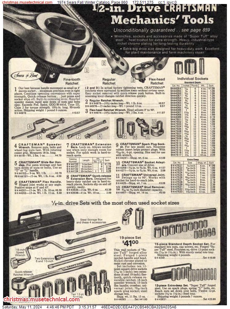 1974 Sears Fall Winter Catalog, Page 860