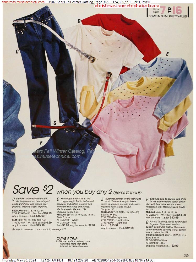 1987 Sears Fall Winter Catalog, Page 365