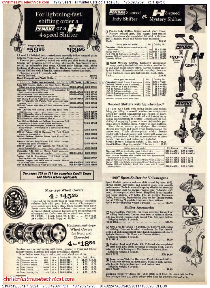 1972 Sears Fall Winter Catalog, Page 818
