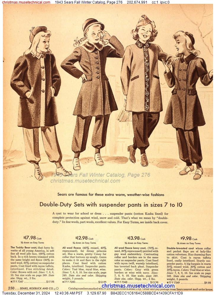 1943 Sears Fall Winter Catalog, Page 276