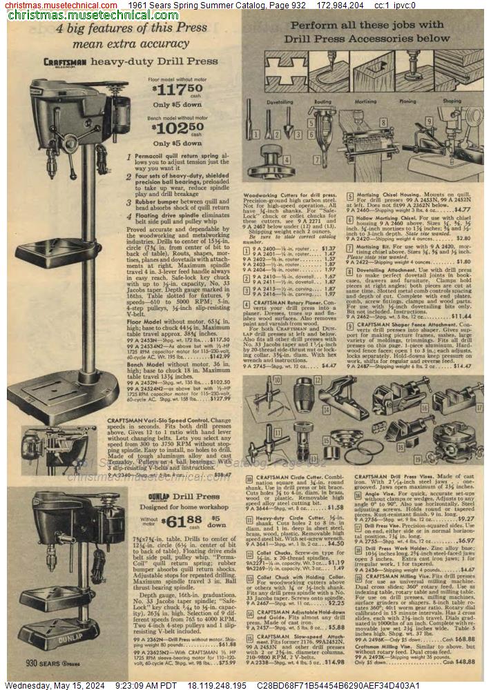 1961 Sears Spring Summer Catalog, Page 932