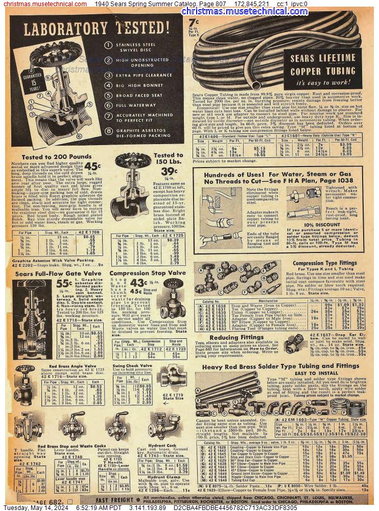 1940 Sears Spring Summer Catalog, Page 807
