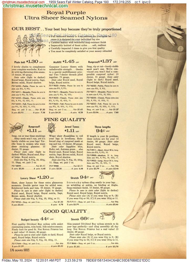 1959 Sears Fall Winter Catalog, Page 180