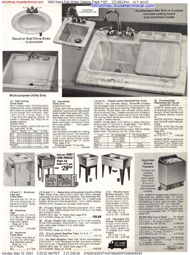 1982 Sears Fall Winter Catalog, Page 1197