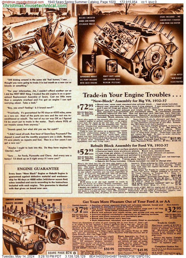 1940 Sears Spring Summer Catalog, Page 1020