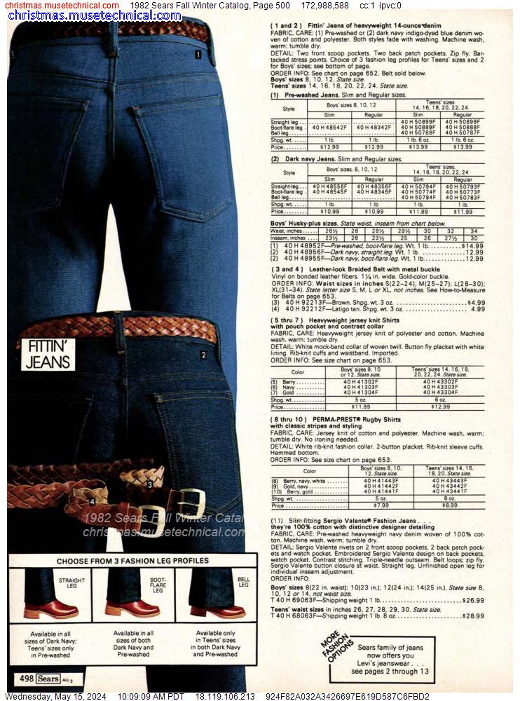 1982 Sears Fall Winter Catalog, Page 500
