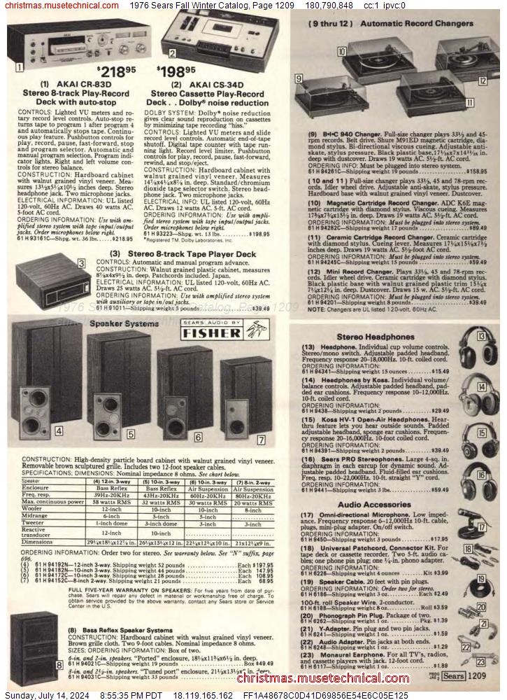 1976 Sears Fall Winter Catalog, Page 1209