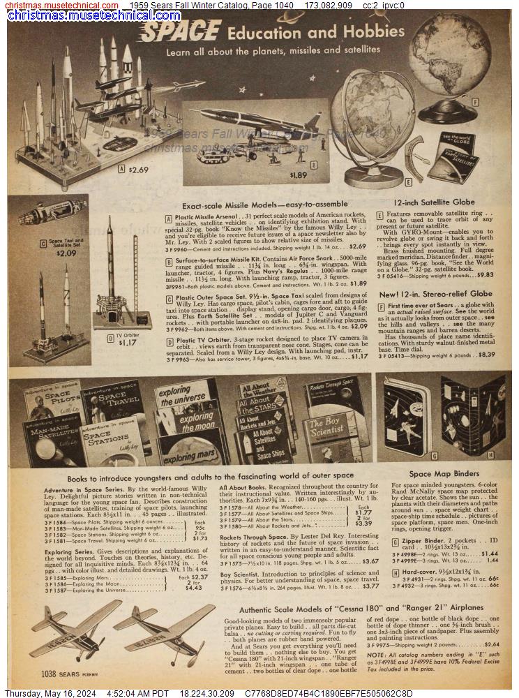 1959 Sears Fall Winter Catalog, Page 1040
