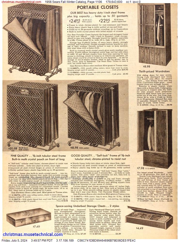 1956 Sears Fall Winter Catalog, Page 1106