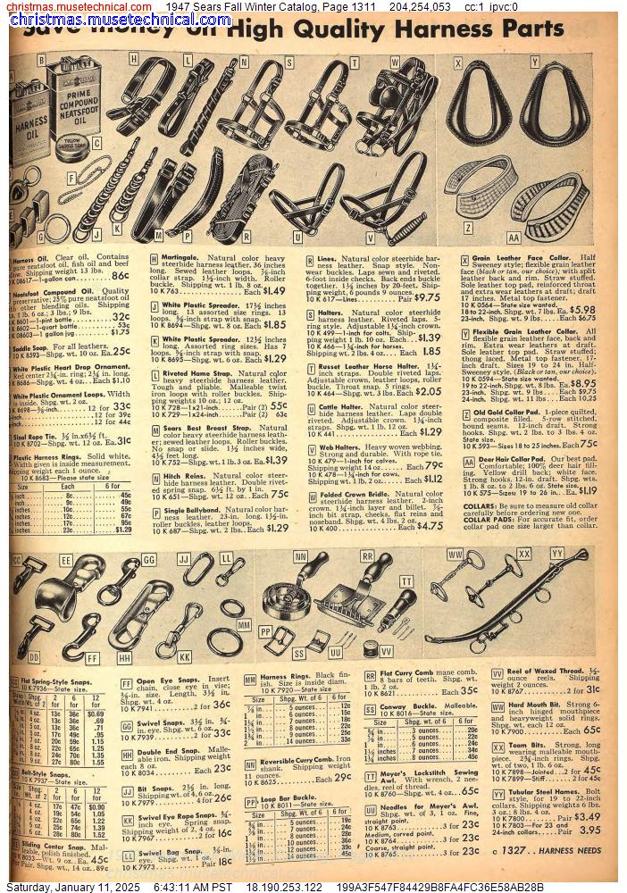 1947 Sears Fall Winter Catalog, Page 1311