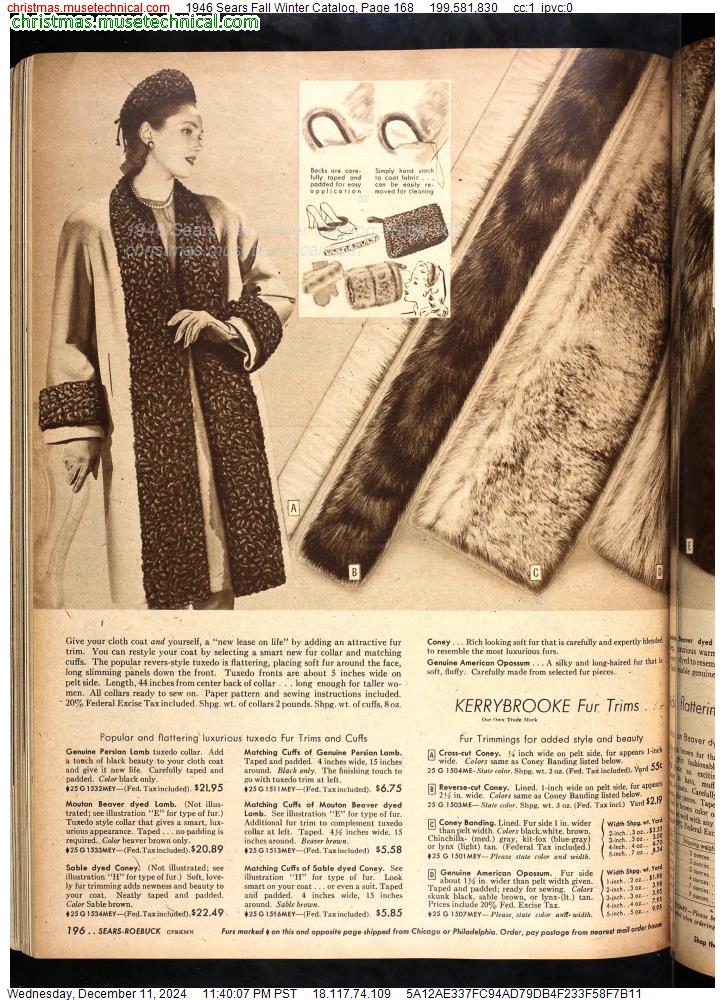 1946 Sears Fall Winter Catalog, Page 168