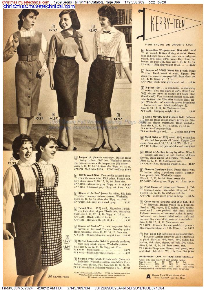 1959 Sears Fall Winter Catalog, Page 366