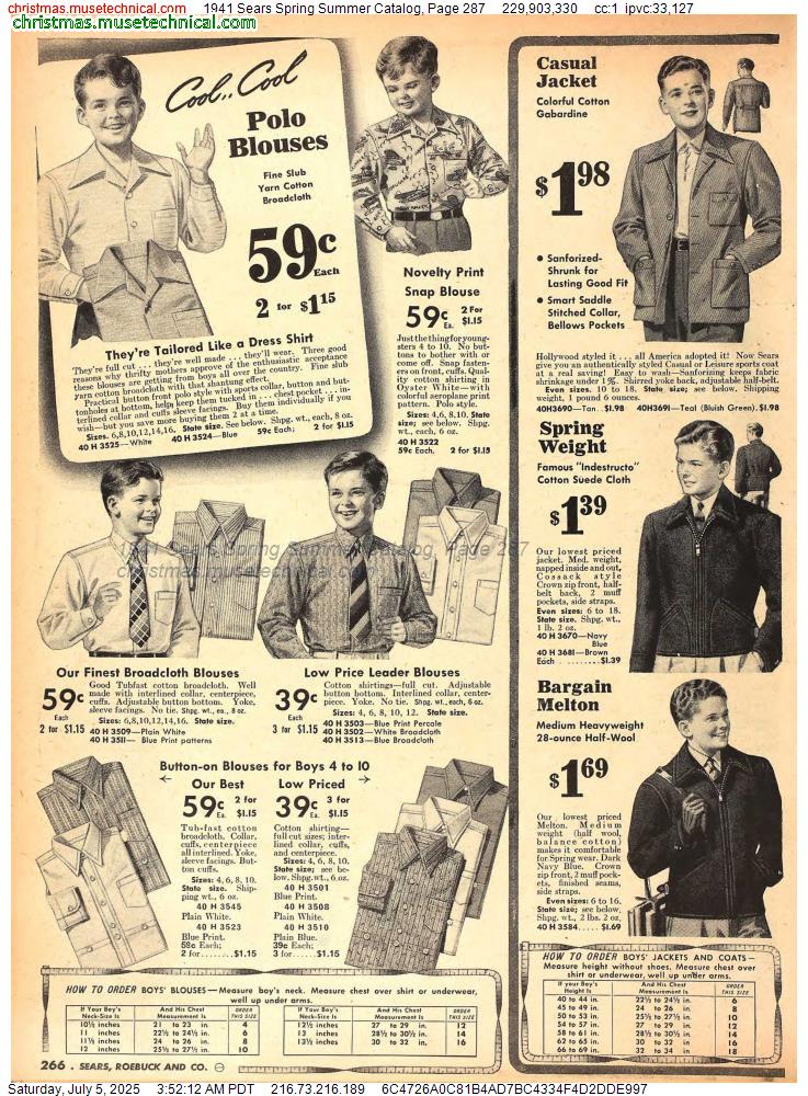 1941 Sears Spring Summer Catalog, Page 287