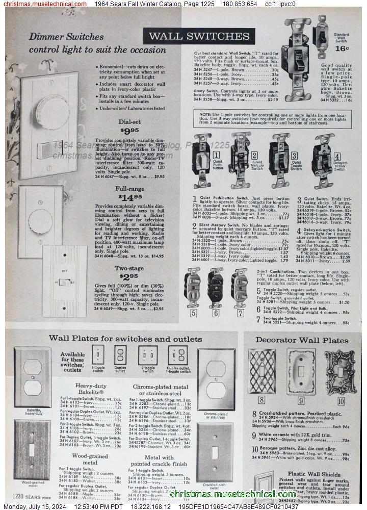 1964 Sears Fall Winter Catalog, Page 1225