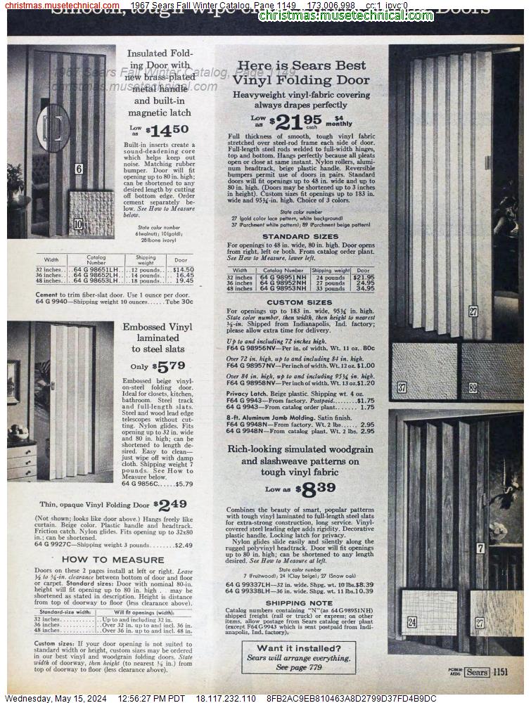 1967 Sears Fall Winter Catalog, Page 1149