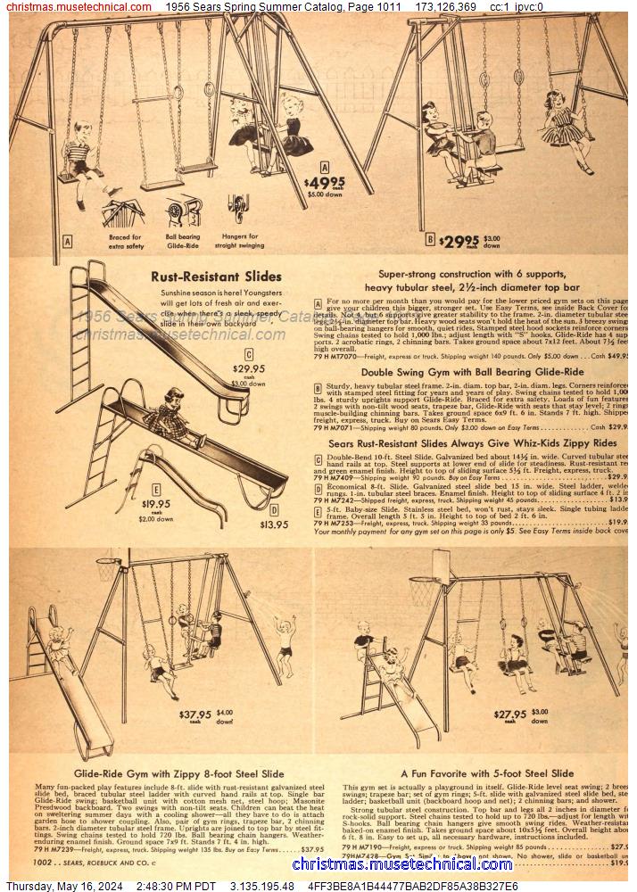 1956 Sears Spring Summer Catalog, Page 1011