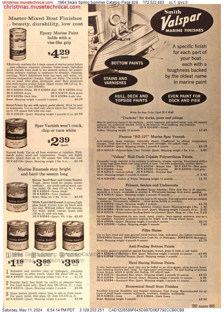 1964 Sears Spring Summer Catalog, Page 828