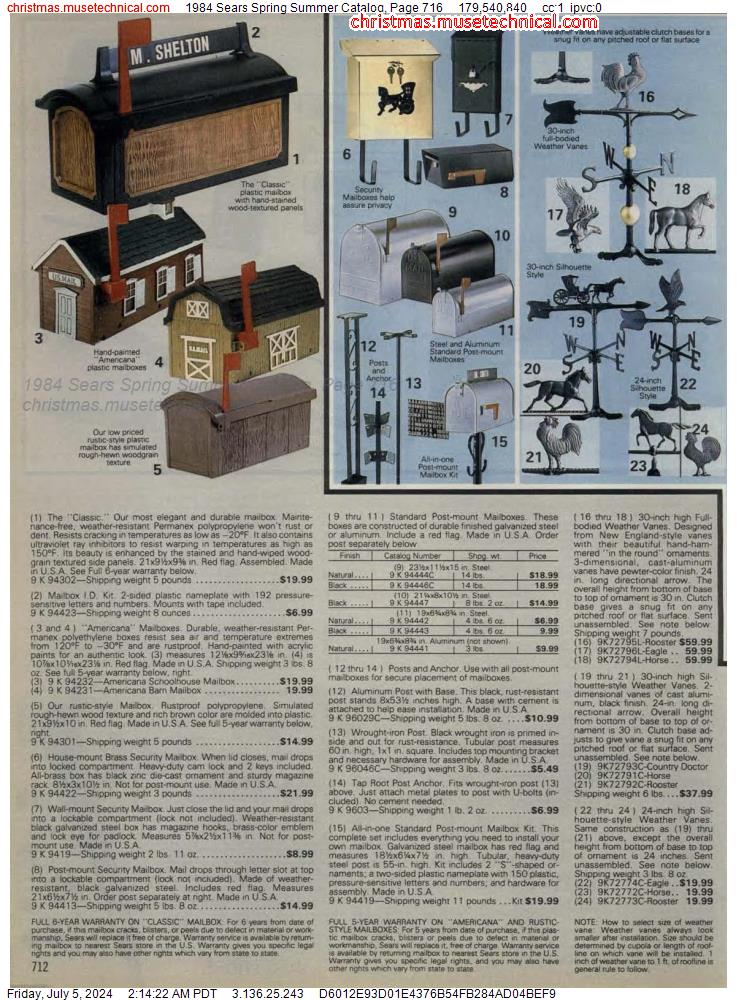 1984 Sears Spring Summer Catalog, Page 716