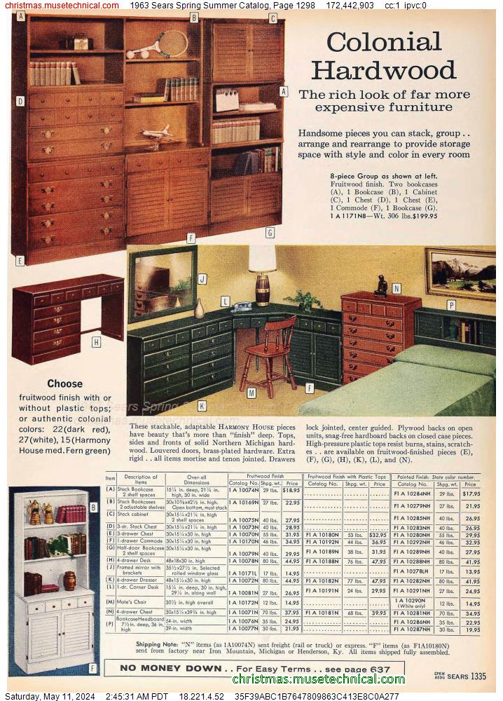 1963 Sears Spring Summer Catalog, Page 1298