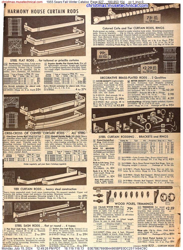 1955 Sears Fall Winter Catalog, Page 827