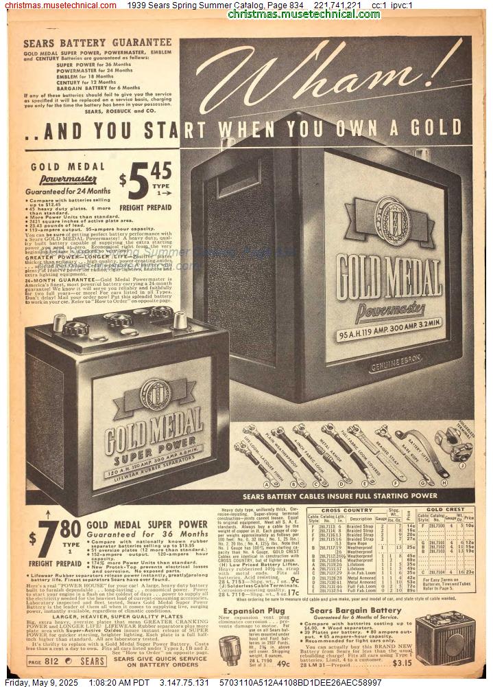 1939 Sears Spring Summer Catalog, Page 834