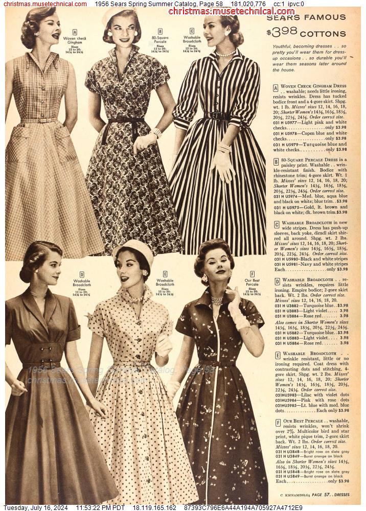 1956 Sears Spring Summer Catalog, Page 58