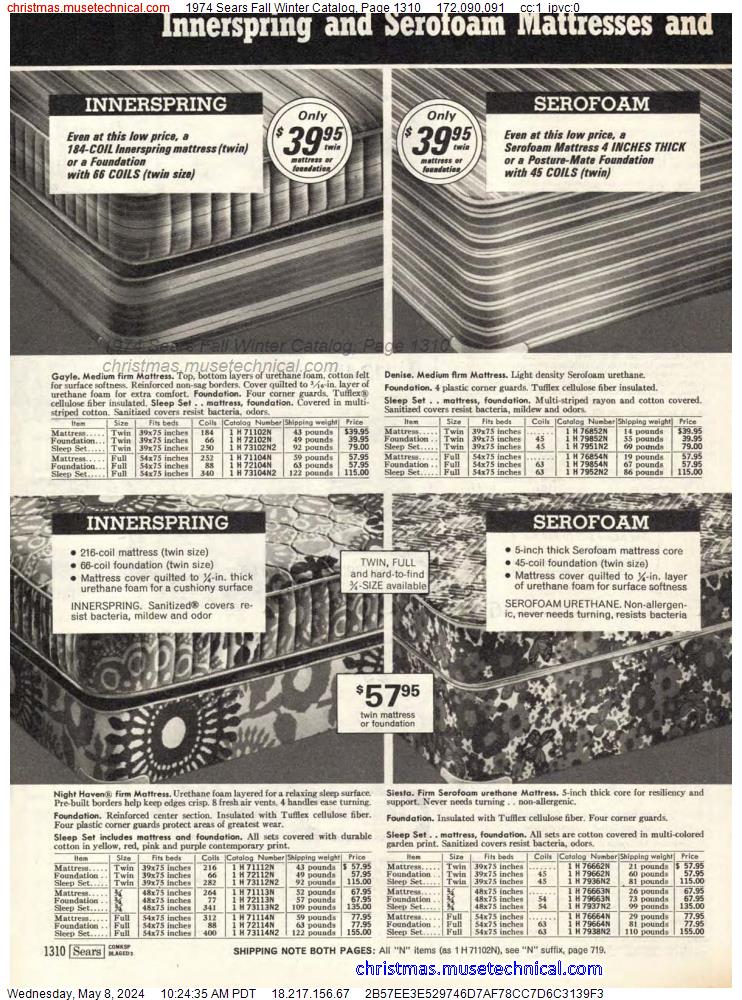 1974 Sears Fall Winter Catalog, Page 1310