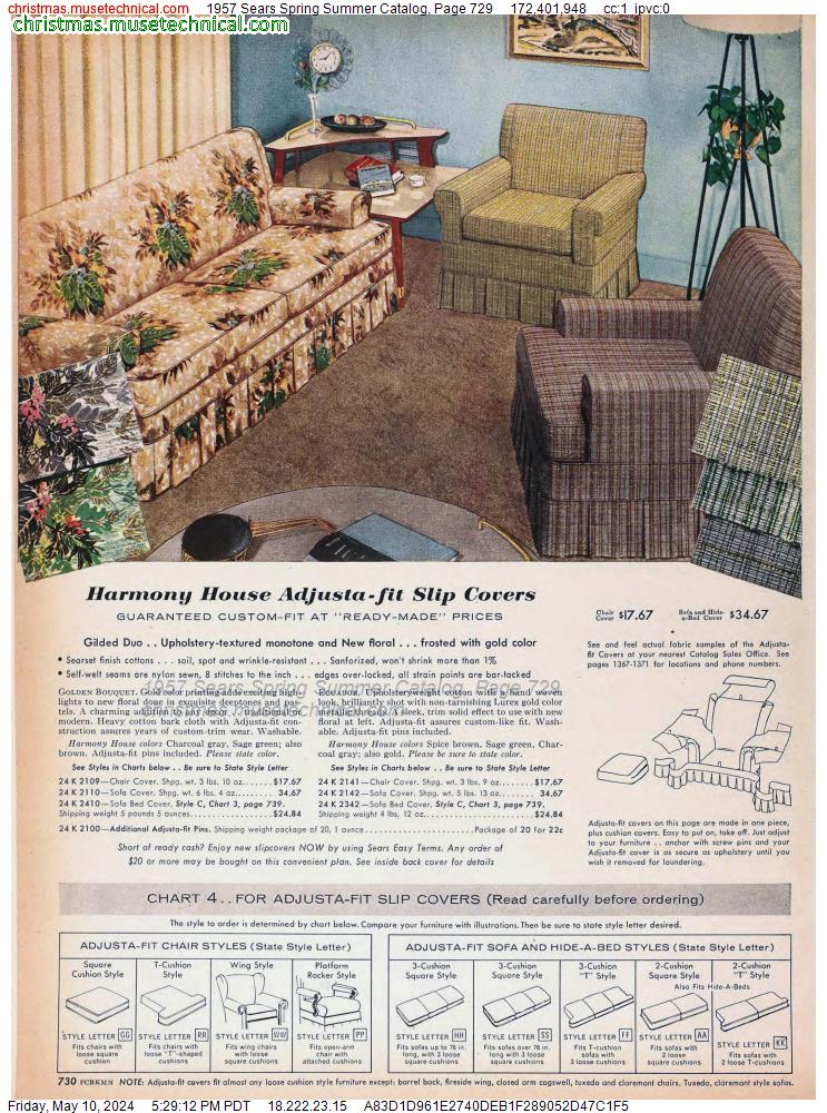 1957 Sears Spring Summer Catalog, Page 729