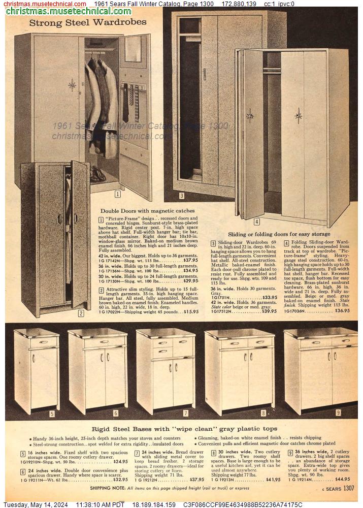 1961 Sears Fall Winter Catalog, Page 1300
