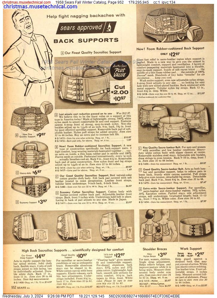 1958 Sears Fall Winter Catalog, Page 952