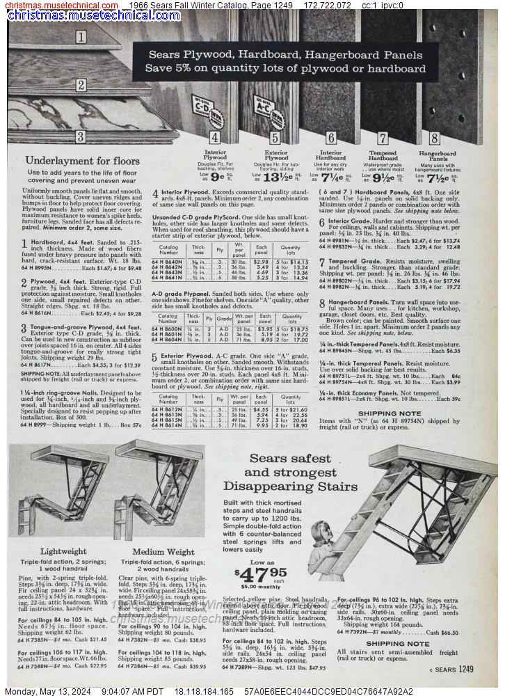 1966 Sears Fall Winter Catalog, Page 1249