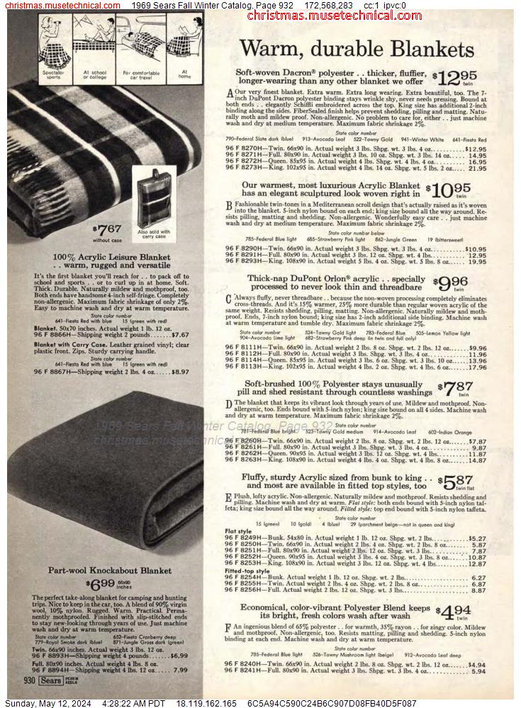 1969 Sears Fall Winter Catalog, Page 932