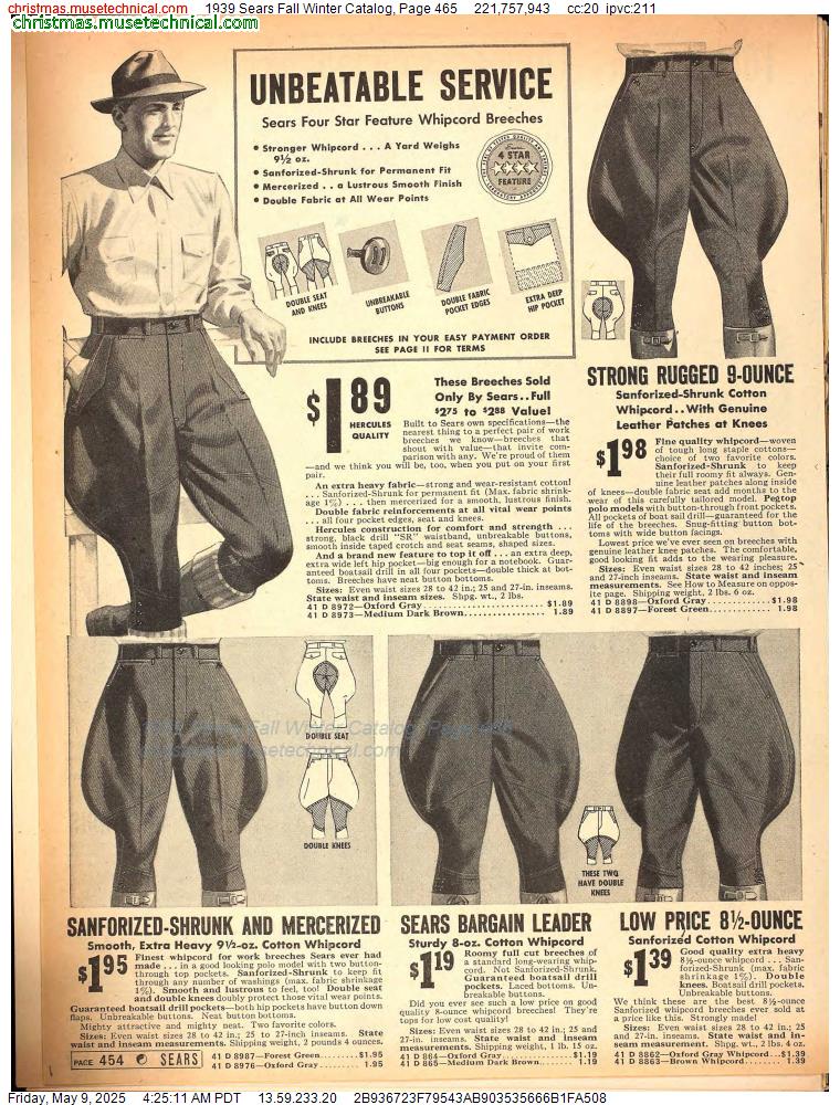 1939 Sears Fall Winter Catalog, Page 465