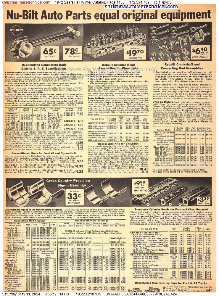 1942 Sears Fall Winter Catalog, Page 1155