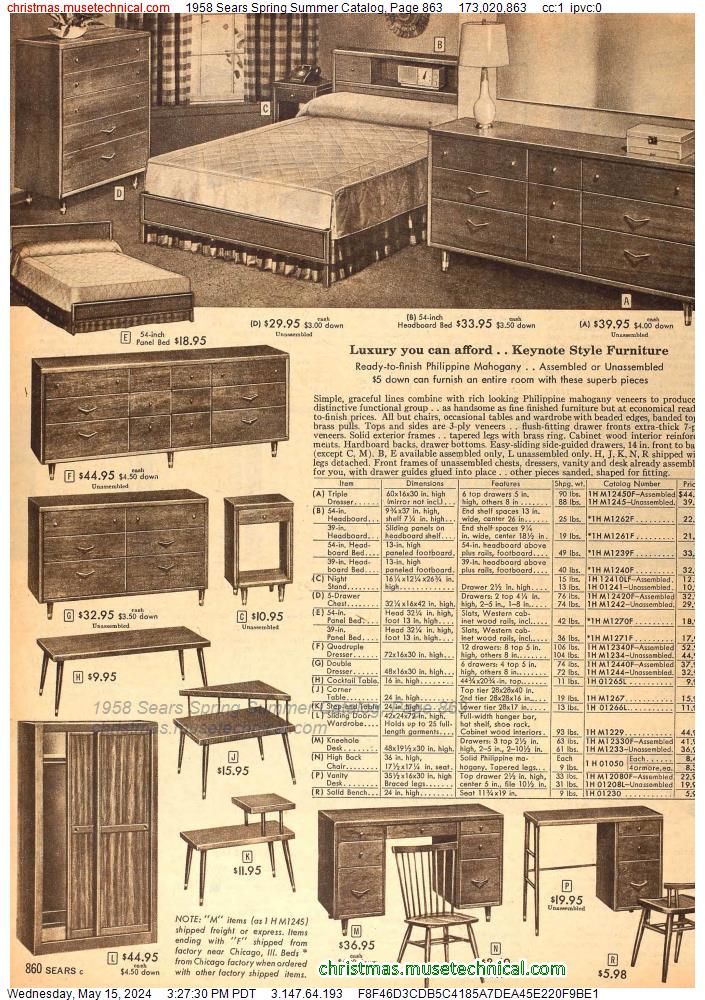 1958 Sears Spring Summer Catalog, Page 863