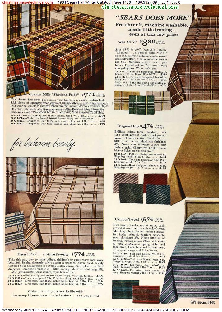 1961 Sears Fall Winter Catalog, Page 1436