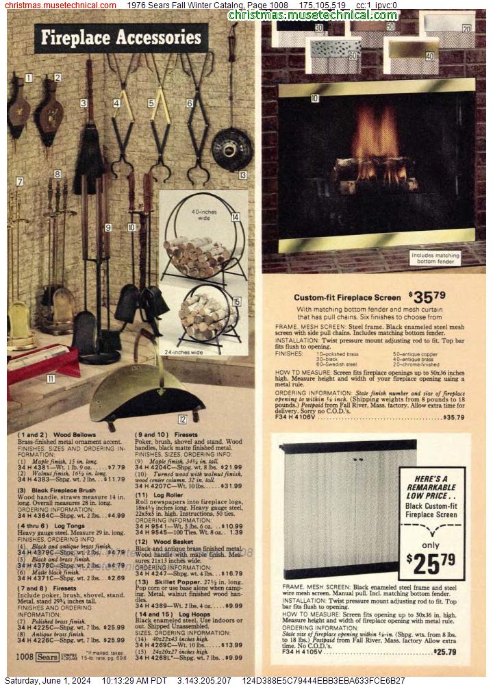 1976 Sears Fall Winter Catalog, Page 1008