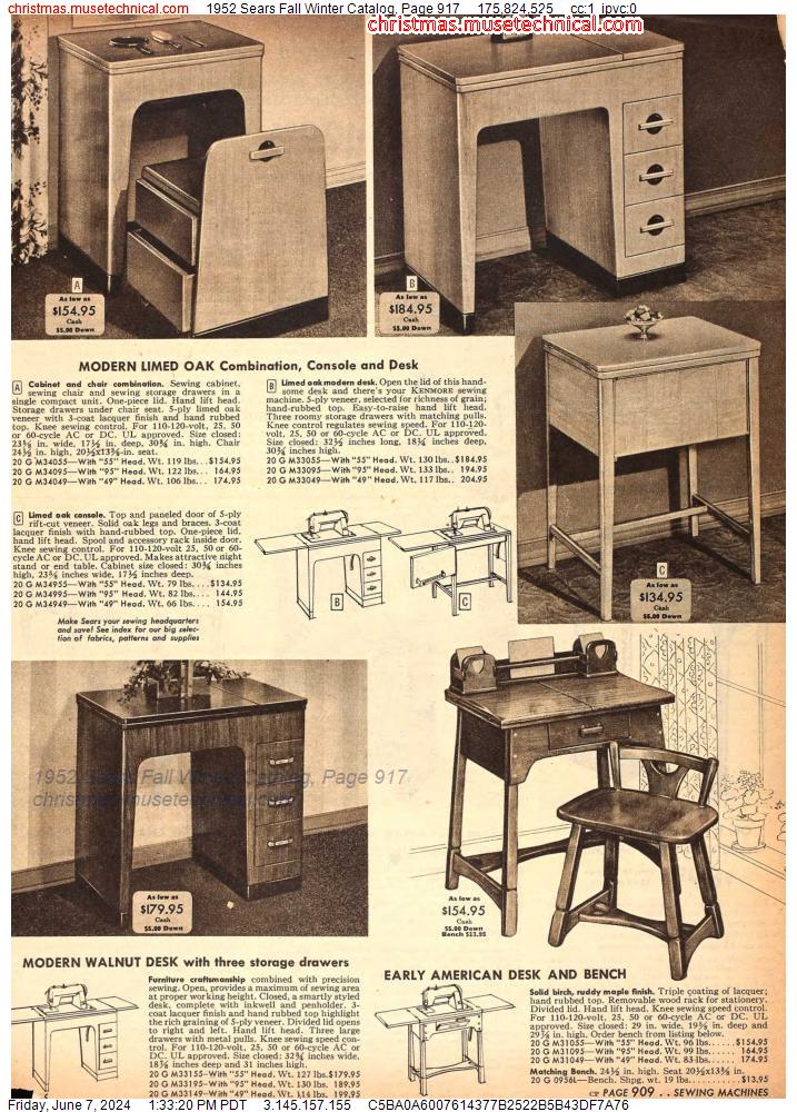 1952 Sears Fall Winter Catalog, Page 917