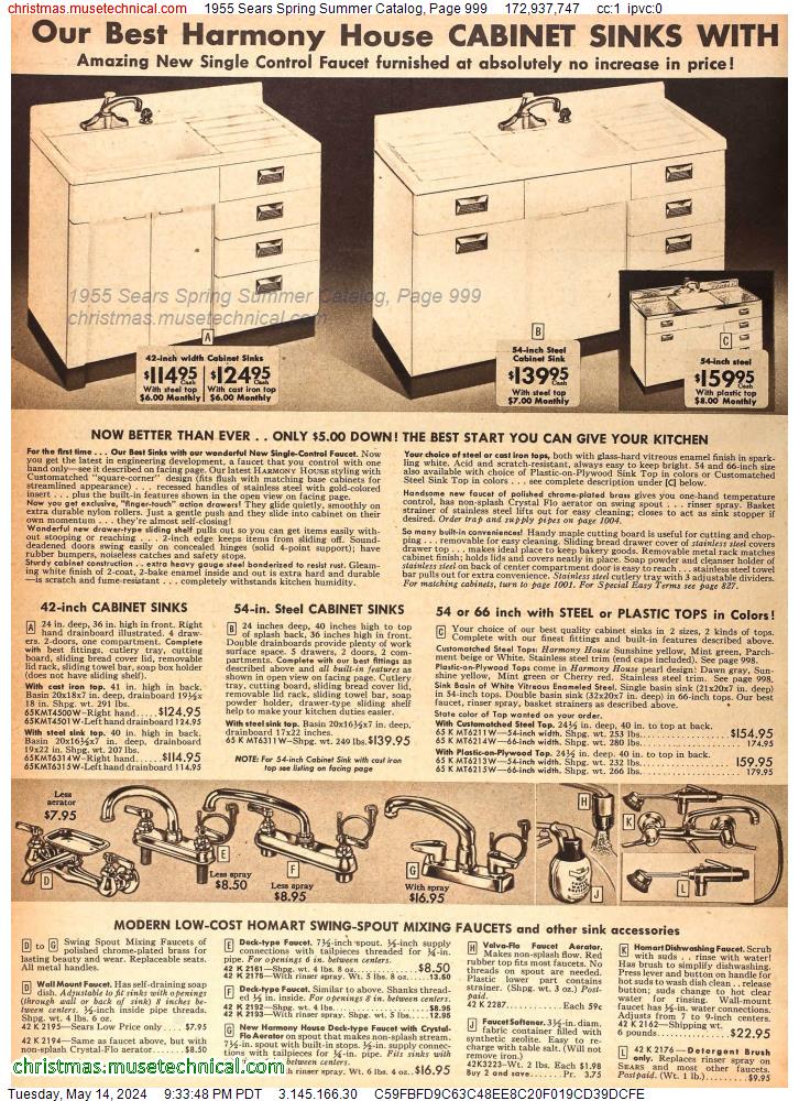 1955 Sears Spring Summer Catalog, Page 999