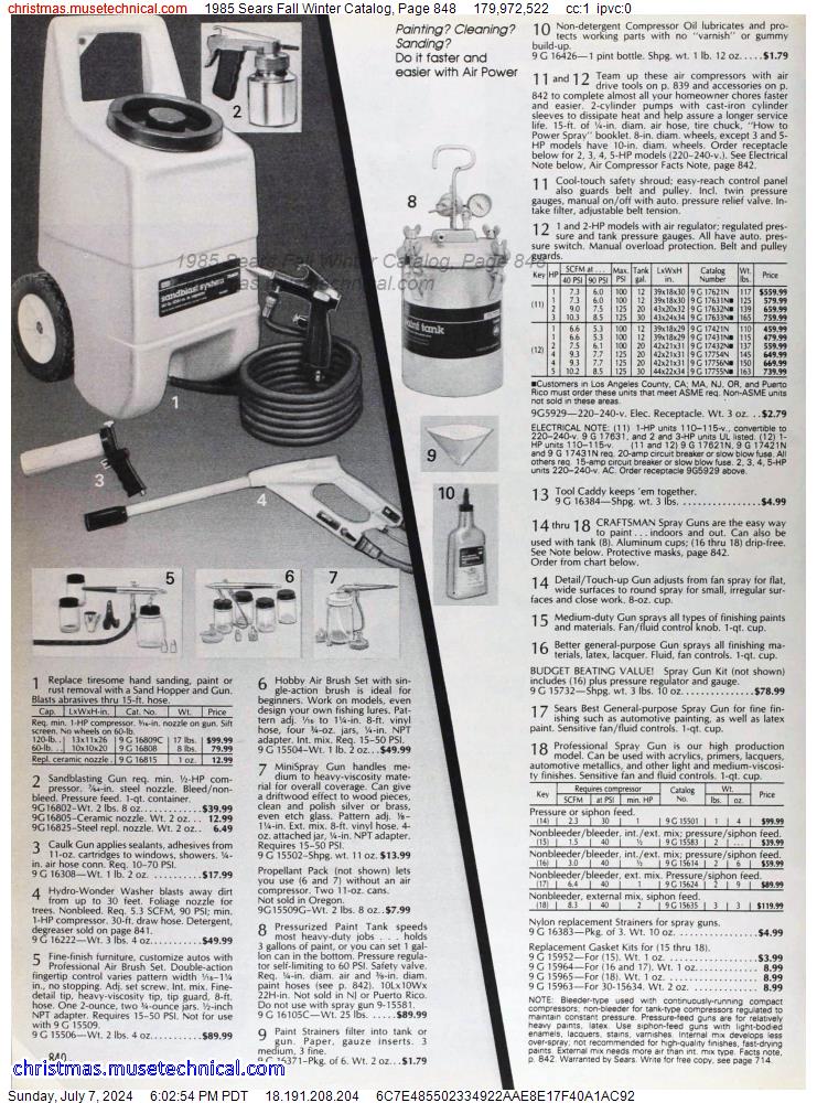 1985 Sears Fall Winter Catalog, Page 848