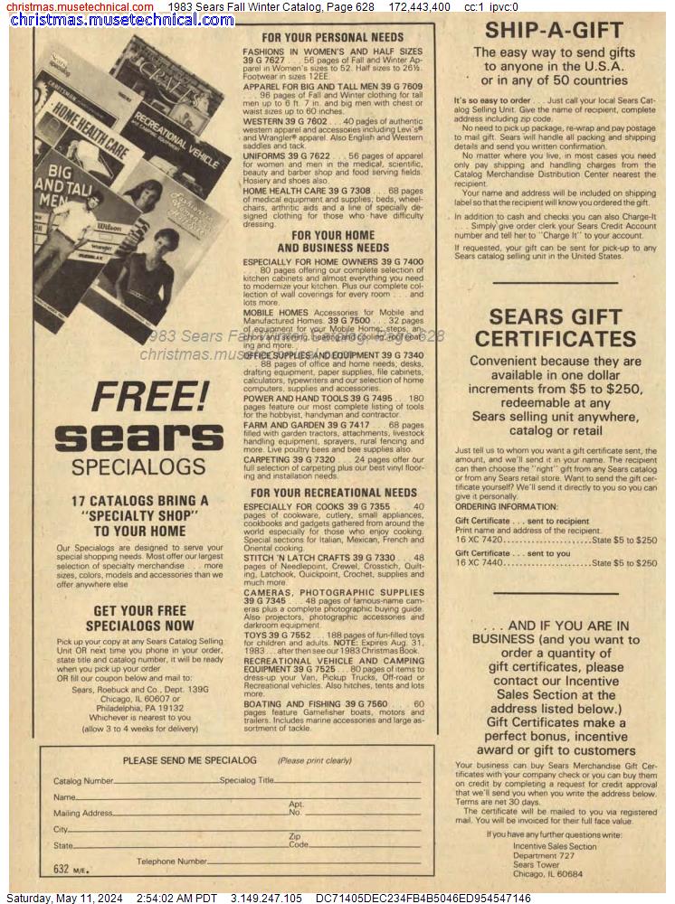 1983 Sears Fall Winter Catalog, Page 628