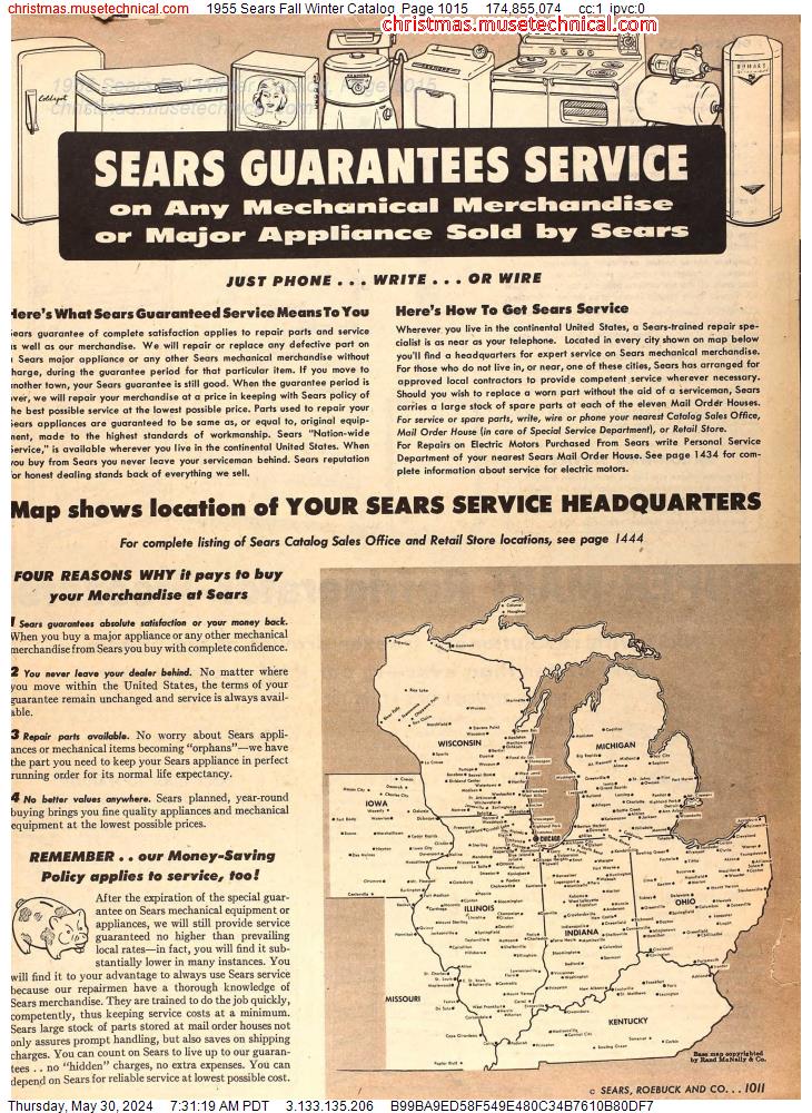 1955 Sears Fall Winter Catalog, Page 1015