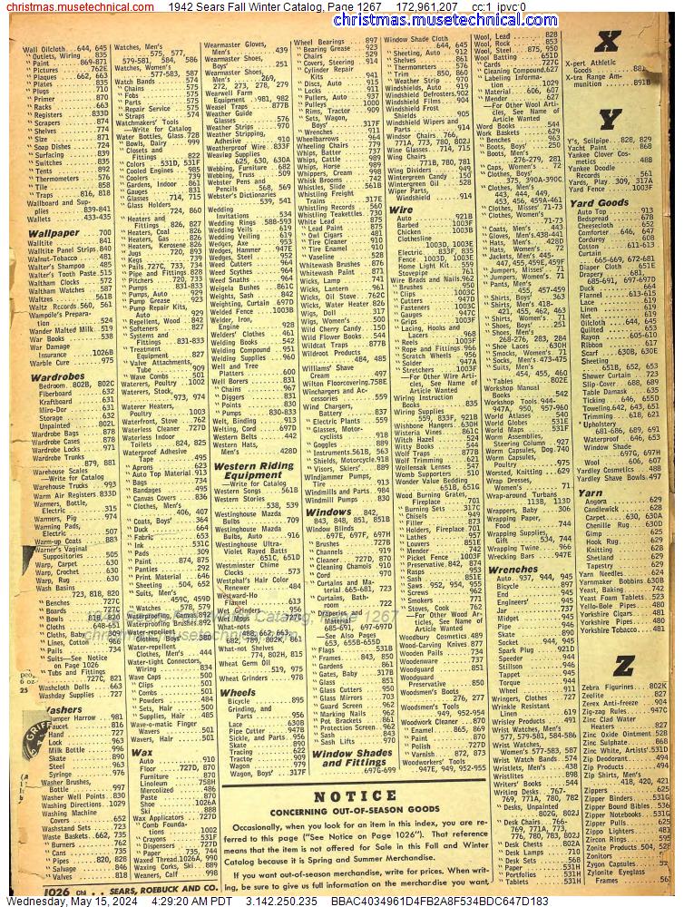 1942 Sears Fall Winter Catalog, Page 1267