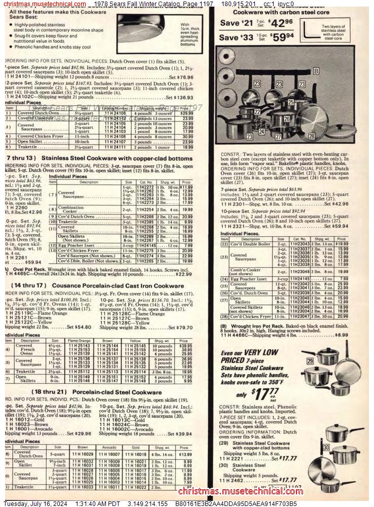 1978 Sears Fall Winter Catalog, Page 1197