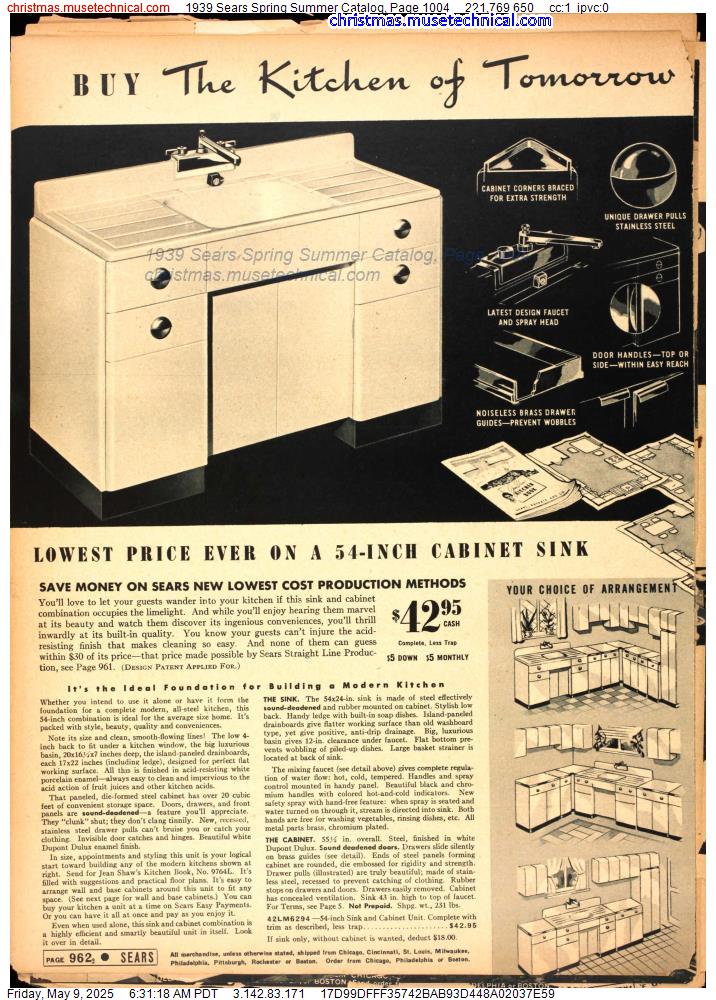 1939 Sears Spring Summer Catalog, Page 1004