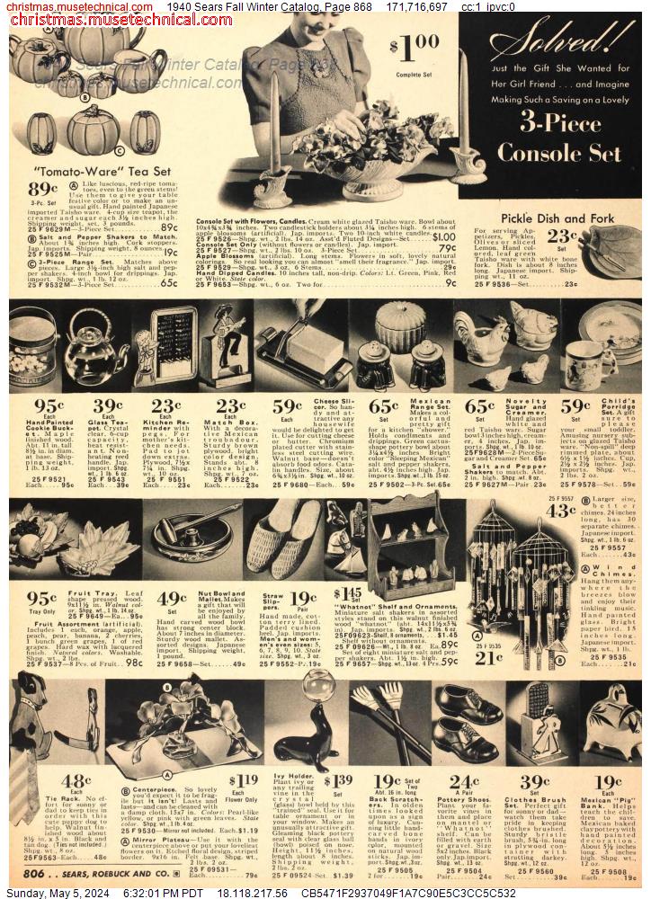 1940 Sears Fall Winter Catalog, Page 868